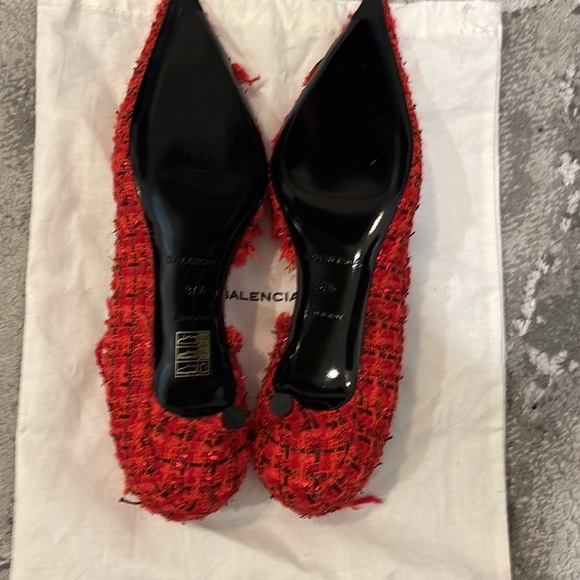 NWOT Balenciaga Tweed Knife Kitten Heel D'orsay Pumps Tweed with Dust Bag - Picture 12 of 14
